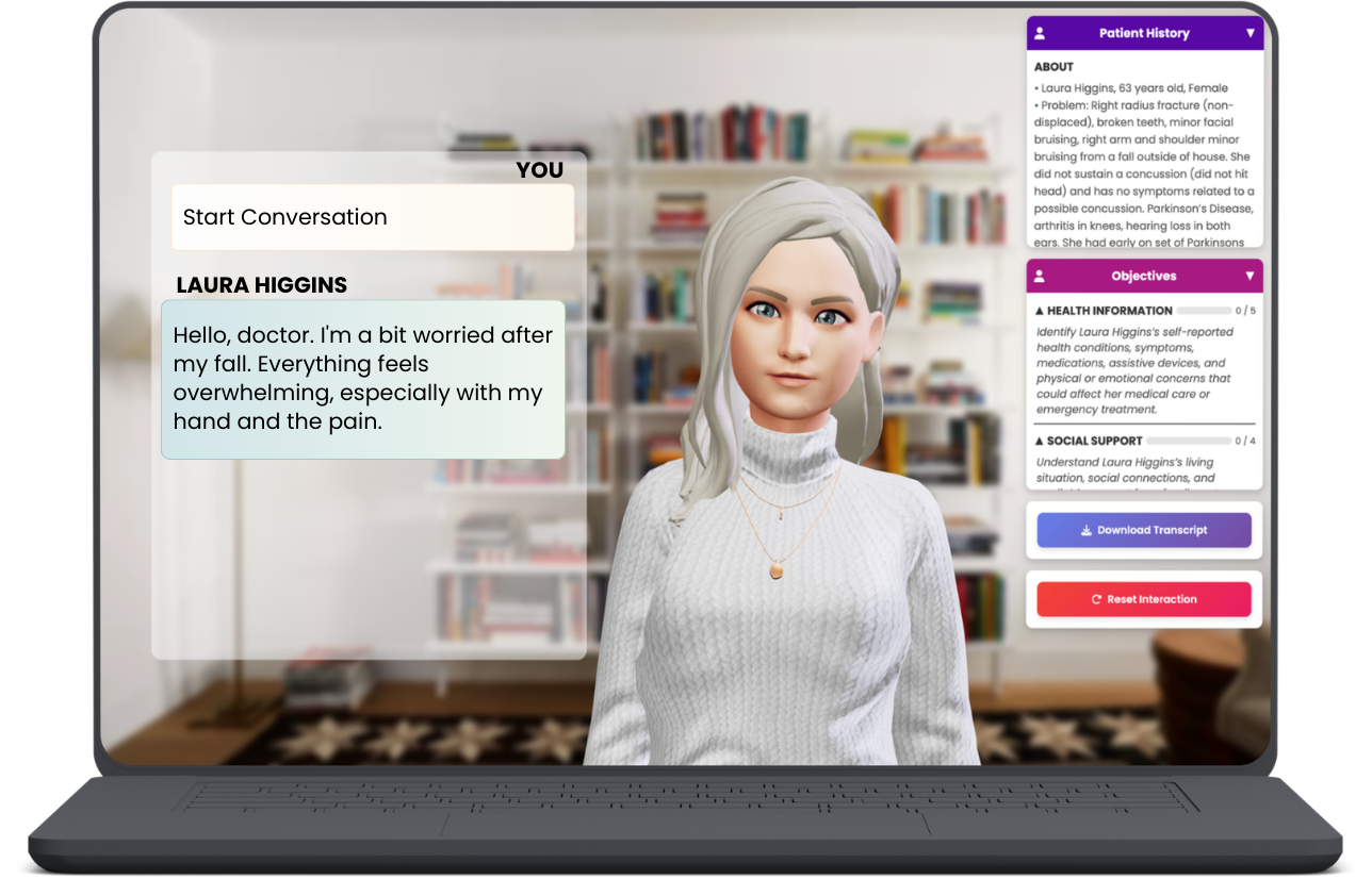 Patient simulation with objectives